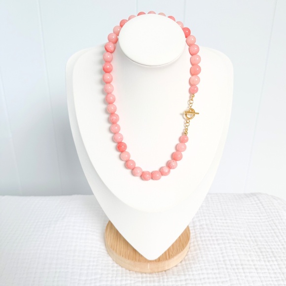 NEW Gemstone Beaded Necklace - Pink Quartzite - Handcrafted Necklace - Picture 2 of 4